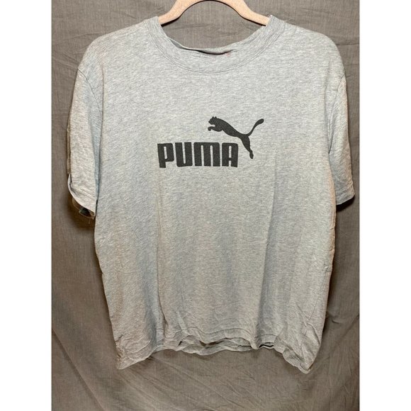 Puma Shirt Adult Large‎ Grey Spell Out Logo Pullover Tee Mens - Picture 1 of 8